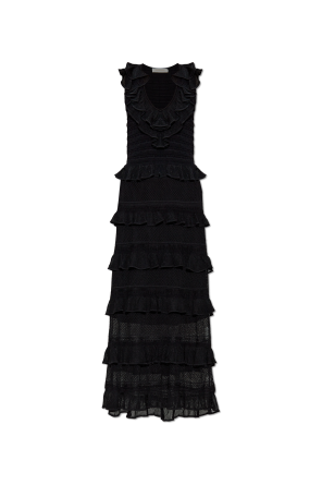 Dries Van Noten ドレープサテンミディドレス ブラック DRIES VAN NOTEN | Black Women's Midi Dress | YOOX
